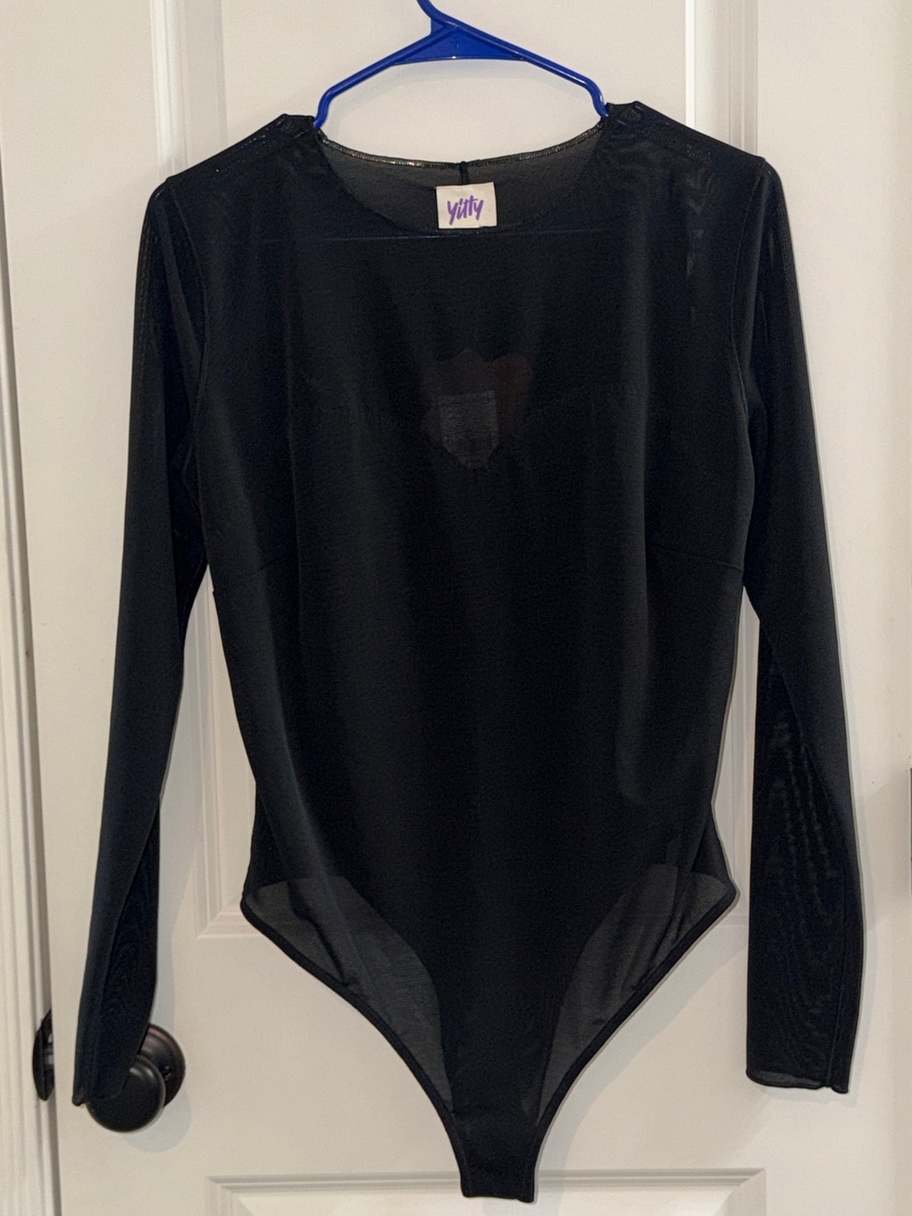 NWT Yitty Black Long-Sleeve Sheer Bodysuit